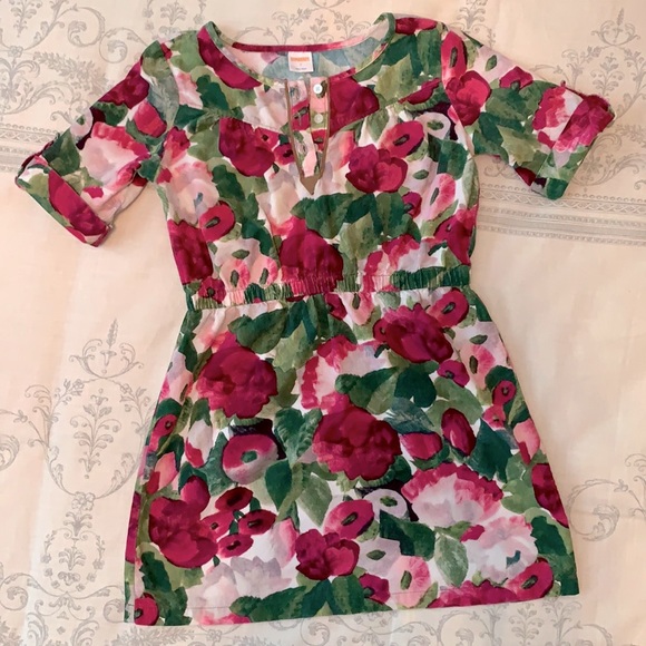 Gymboree Plum Pony Floral Corduroy Dress Sz 7 🌸